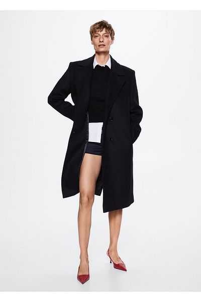 MANGO Woman Women's Black Coat 37955142
