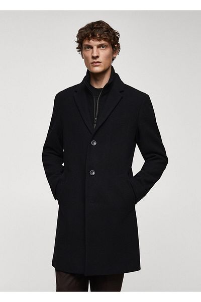 MANGO Woman Schwarzer Herrenmantel 67820626