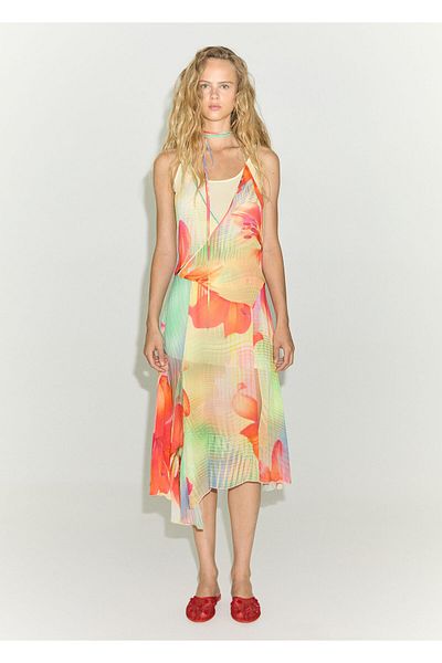 MANGO Woman Γυναικείο Παστέλ Κίτρινο Φόρεμα 77050627