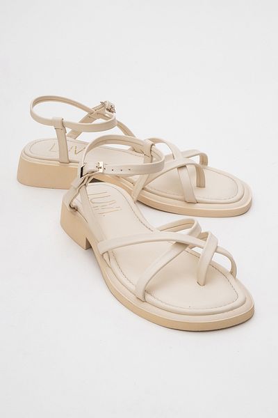 LuviShoes Dámské žabky z pravé kůže ANTAS béžové