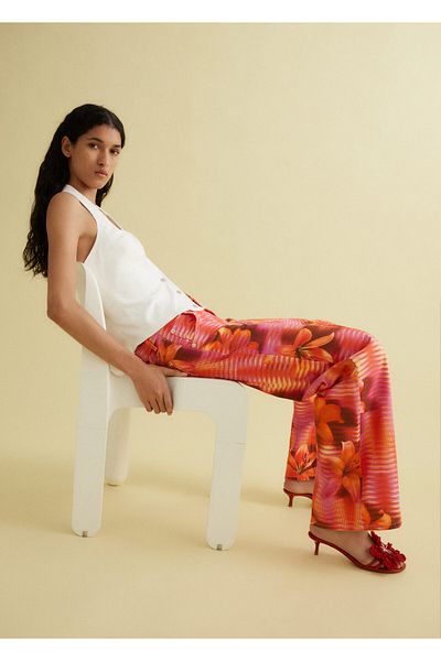MANGO Woman Ροζ Γυναικείο Παντελόνι 77080637