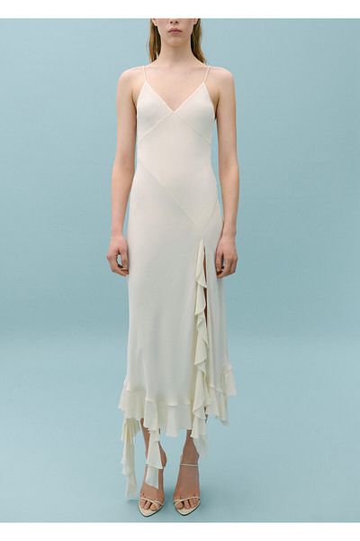 MANGO Woman Γυναικείο φόρεμα Pearl White 67018657