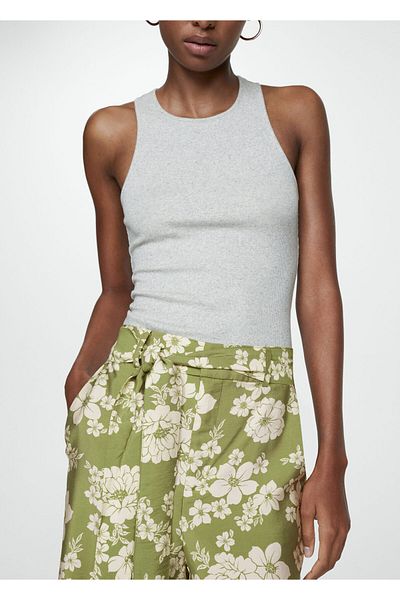 MANGO Woman Patterned Bow Pants