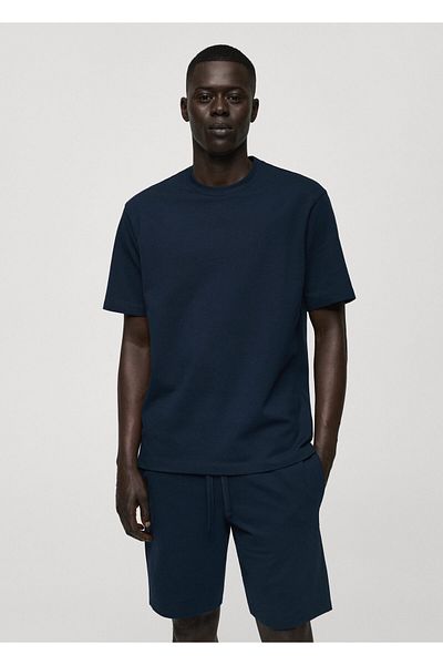 MANGO Navy Blue Men's Pajama Set 77090580