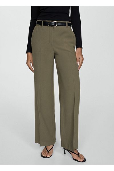 MANGO Khaki Women's Pants 77920374
