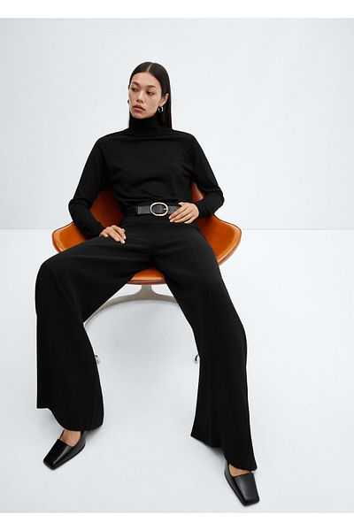 MANGO Woman Pantaloni negri pentru femei pentru adulți 47050151