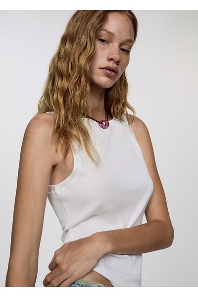 MANGO Woman Kirik White Women's T-Shirt 67007932