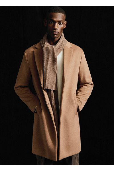 MANGO Man Ανδρικό παλτό για ενήλικες Dark Camel47040001