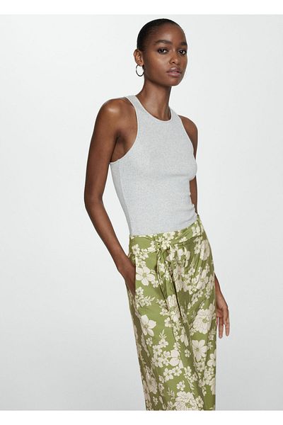 MANGO Woman Patterned Bow Pants
