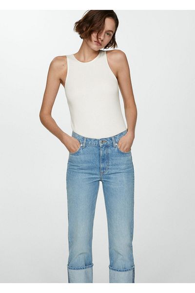 MANGO Woman Γυναικείο λευκό μπουστάκι 67018645