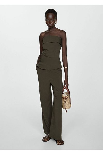 MANGO Khaki Women's Trousers 77252008