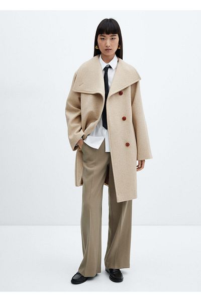 MANGO Woman Maxi Collar Midi Coat