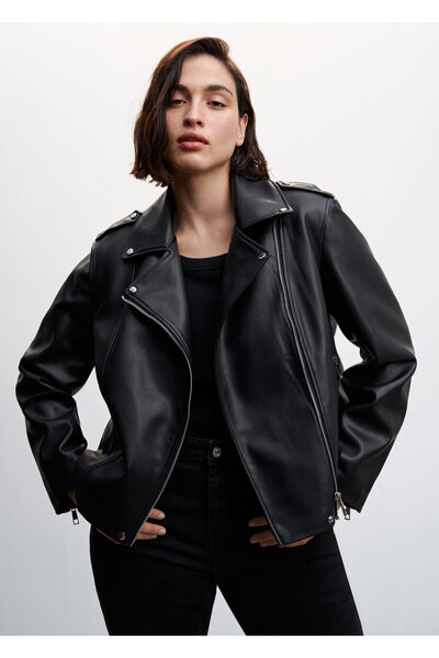 MANGO Woman Jachetă biker aspect piele