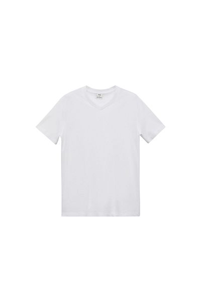 MANGO Man Koszulka bawełniana z dekoltem w serek Slim-Fit