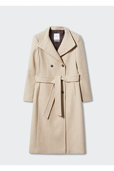 MANGO Beige Coat Women -47041281