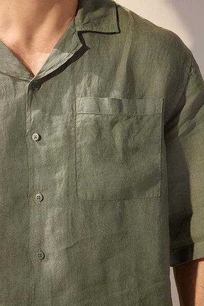 Trendyol Collection Περιορισμένη έκδοση Khaki Oversize Fit Len Shirt TMNSS24GO00059