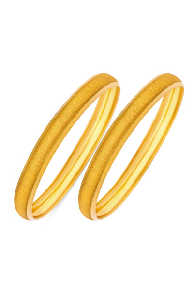 Yenigün Kuyumculuk Hediyelik Yatırımlık 2'Li Mat Simli Kadın Altın Bilezik