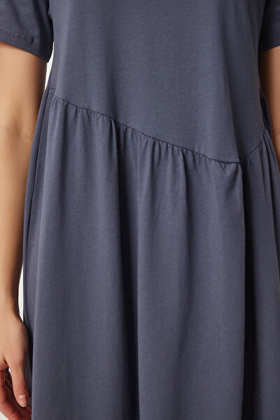 Happiness İstanbul Γυναικείο Γκρι Oversize Καλοκαιρινό Πλεκτό Φόρεμα DZ00122