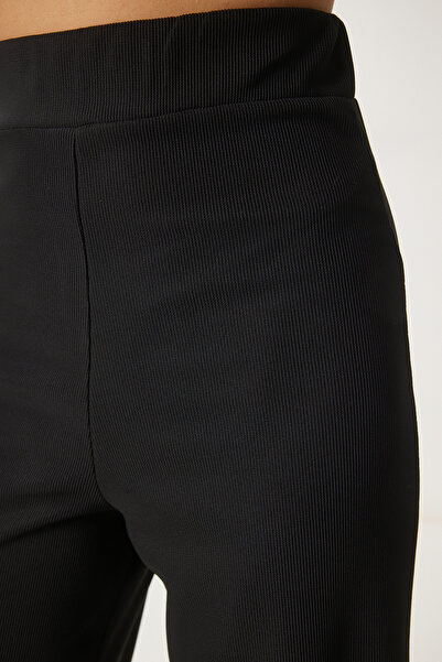 Happiness İstanbul Női fekete arany kiegészítők, bordázott felső és alsó készlet ZH00046