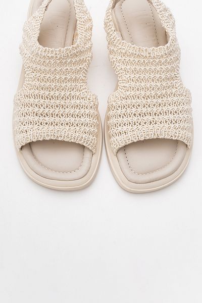 LuviShoes Dámské sandály z pravé kůže Béžová barva WEAVE
