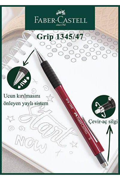 Faber Castell 1347 Uçlu Kalem 0.7 Pastel Mavi 2022 Silgili Saklanabilir Metal Uç Ergonomik Tasarım