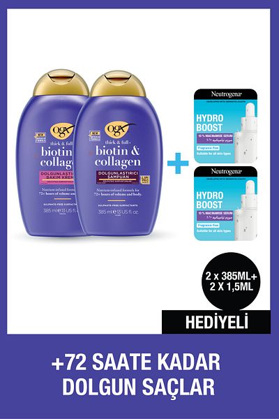 OGX Biotin Collagen Shampoo + Hair Conditioner + Niacinamide Serum Gift