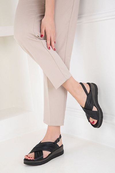 SOHO Black Genuine Leather Women's Sandals 20540