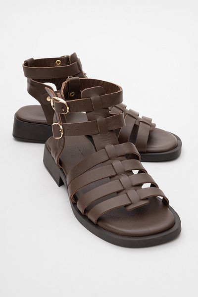 LuviShoes Sandale de damă din piele naturală maro FRADE