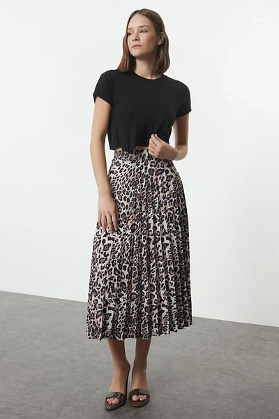 Trendyol Collection Leopárdmintás barna maxi szoknya - TWOAW25ET00064