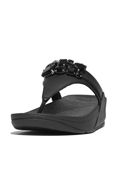 Fitflop Lulu jewel-deluxe leather toe-post sandals - black