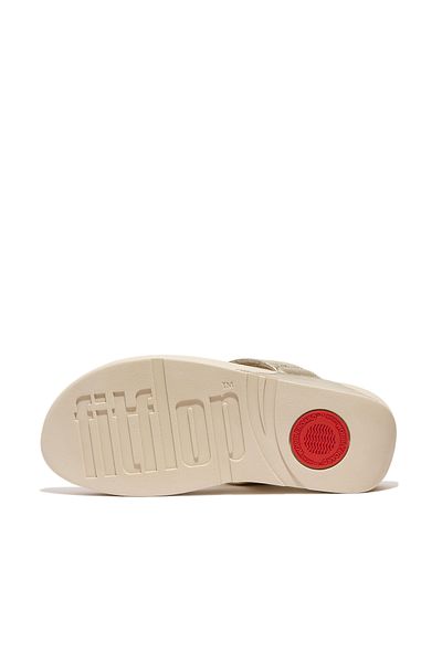 Fitflop Padded-Knot Metallic Leather Toe-Post Sandal - Platino
