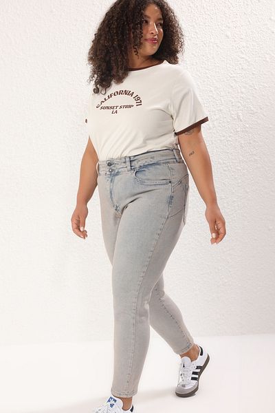 Trendyol Curve Μπλε ψηλόμεσο ελαστικό Skinny Plus Size Jeans TBBAW25CJ00024