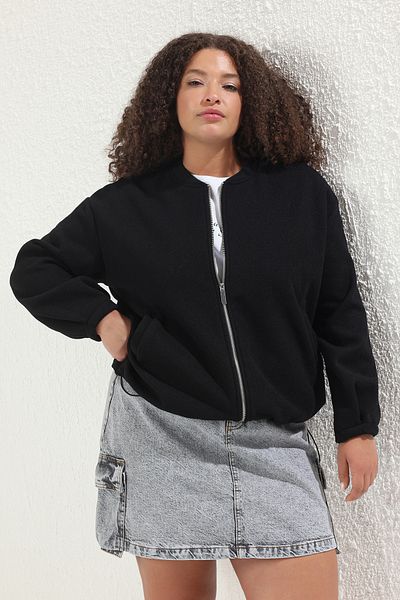 Trendyol Curve Czarna, cienka kurtka oversize TBBSS25AW00001