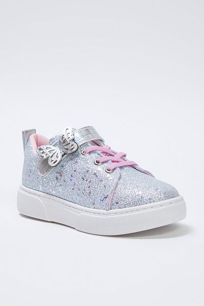 TRENDYOL SHOES Graue Schmetterlings-Glitzer-Sportschuhe für Mädchen TAKSS25SN00051