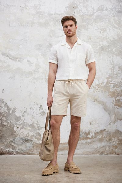 Trendyol Collection Ecru Cargo Pocket Linen Look Cotton Shorts & Bermuda Tmnss25Sr00055