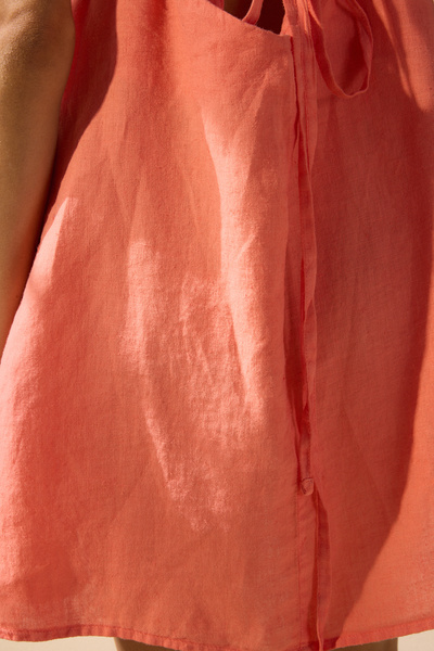 Trendyol Collection Mercan Mini Woven 100% Linen Beach Dress Tbess25El00103