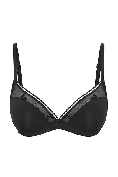 Edit by Trendyol Black Slice Tulle Detailed Micro Knitted Bra Tedss25Su00004