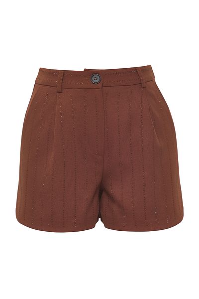 Trendyol Collection Braune Shorts mit gewebtem Steinmuster TWOSS25SR00078