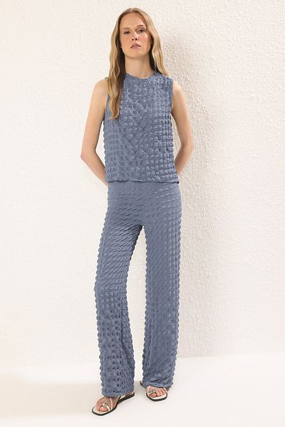 Trendyol Collection Indigo Knitted Bottom-Top Set Twoss24Au00032