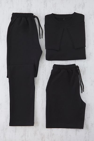 Edit by Trendyol Μαύρο Oversize Σετ Στολή 3 τεμαχίων Teddington 25EM00000