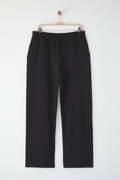 Trendyol Collection Λος Άντζελες εμπριμέ μαύρο παντελόνι φούτερ - φαρδύ πόδι TMNSS25EA00005