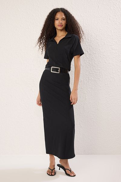 Trendyol Collection Μαύρη πλεκτή μπλούζα με φερμουάρ - Καθιστή στο σώμα, TWOSS25BZ00387