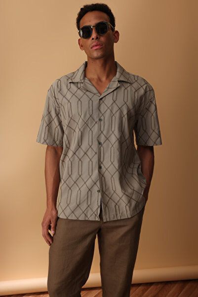 Trendyol Collection Khaki Oversized Shirt Tmnss25Go00050