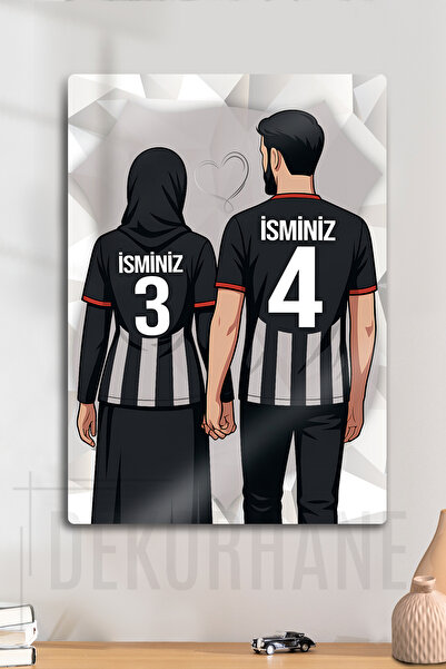 DekorHane Metal Baskı - Kişiye Özel Siyah Beyaz, Kara Kartal, Tesettür Sevgil...