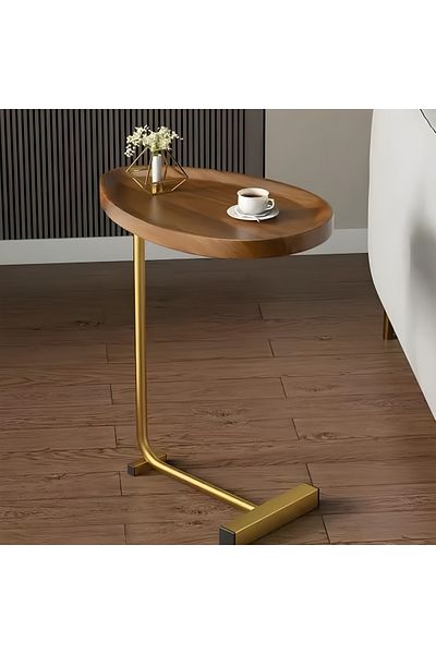 COOYA Modern C-shaped Side Table For Tea And Coffee,wooden Water Resistant Top