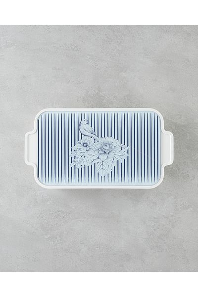 English Home Artistic Garden Melamine 6-Piece Breakfast Set 39X21 cm White - Navy Blue