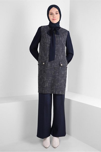 Alvina SCARF COLLAR SWEATERED TUNIC 44217