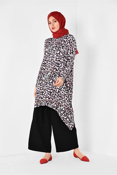 Alvina 4918 Model Leopard Patterned Tunic