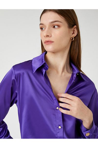 Koton Satin Shirt Long Sleeve Buttoned