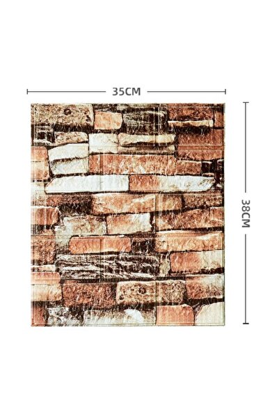 Flippy Σετ 10 πλακιδίων ταπετσαρίας 3D, Flippy, 35 x 38 cm, 3 mm, πολυαιθυλένιο, μοτίβο τούβλου, 1,33 τ.μ., καφέ πέτρα